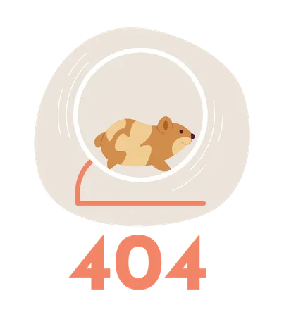 Hamster drôle courant dans la roue, erreur 404  Illustration