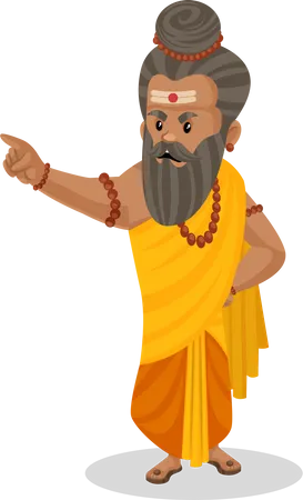 Dronacharya apontando o dedo para alguém  Ilustração