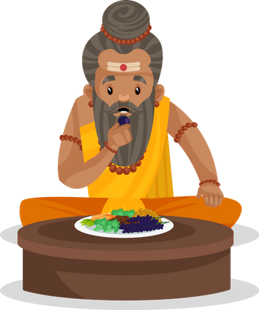 Dronacharya comendo frutas  Illustration