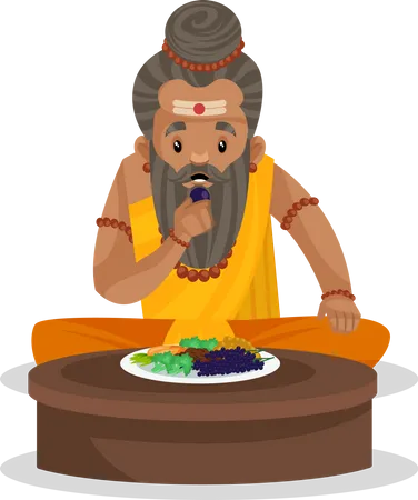 Dronacharya comendo frutas  Illustration