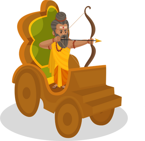 Dronacharya firing arrow using bow  Illustration