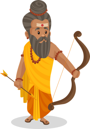 Dronacharya holding bow and arrow Illustration