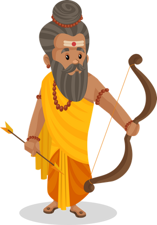 Dronacharya holding bow and arrow  Illustration