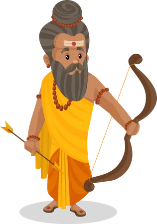 Dronacharya holding bow and arrow  Illustration