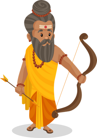 Dronacharya holding bow and arrow  イラスト
