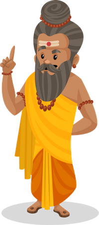 Dronacharya raising index finger  Illustration