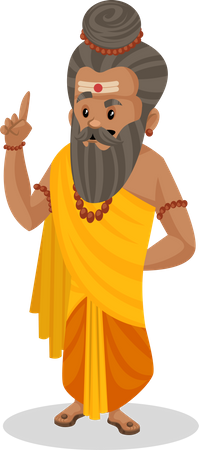 Dronacharya raising index finger  イラスト