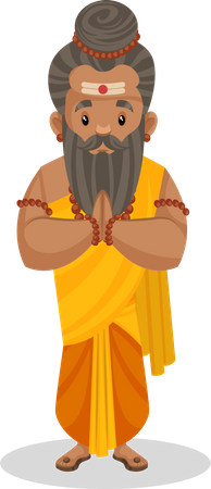 Dronacharya standing in namaste pose Illustration