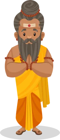 Dronacharya standing in namaste pose  Illustration