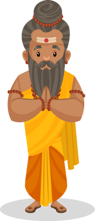 Dronacharya standing in namaste pose  Illustration