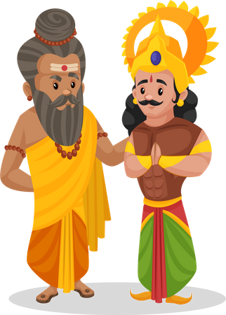 Dronacharya steht mit Arjun  Illustration