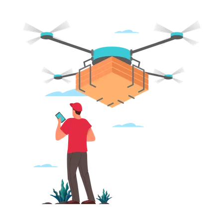 Drone de livraison avec colis  Illustration