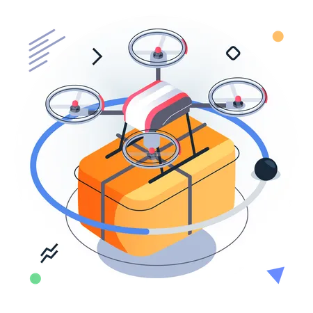 Drone Delivering food package  Illustration