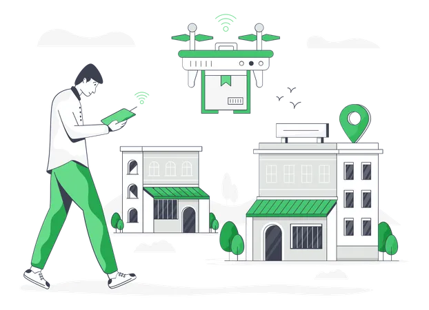 Creatively Designed Flat Icon Of Drone Delivery Illustration