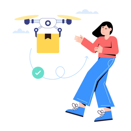 Latest Flat Vector Illustration Of Drone Delivery Illustration