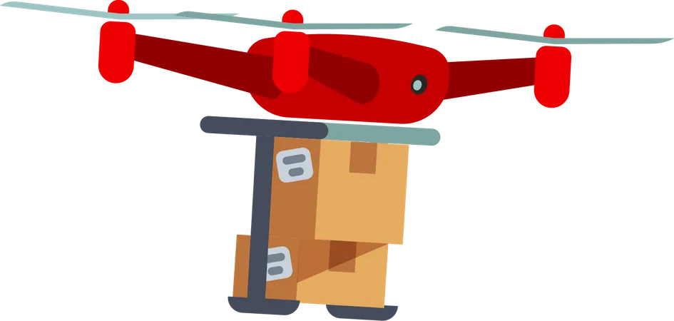 Cute Cartoon Courier Characters With Delivery Box Delivery By Drone Scooter Bicycle Delivery Courier On Scooter Vector Illustration Illustration
