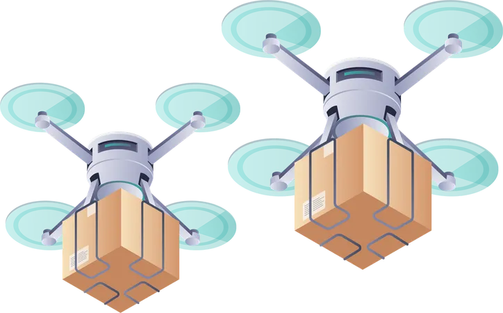 Drone Delivery for Parcel Shipping  Illustration