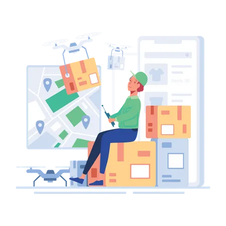 Drone delivery service  Illustration