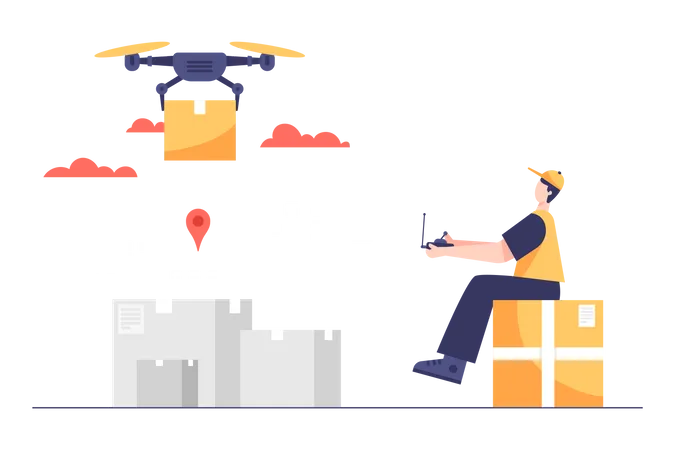 Drone Delivery Service  Illustration