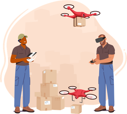 Drone Delivery System  Illustration