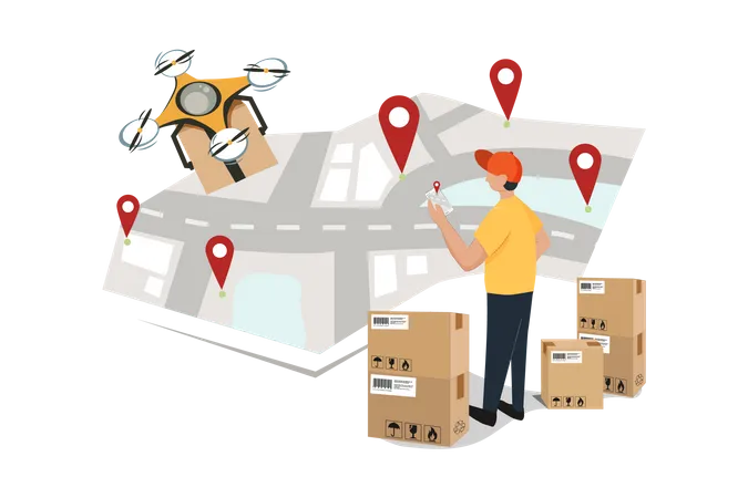 Drone Delivery Tracking Illustration