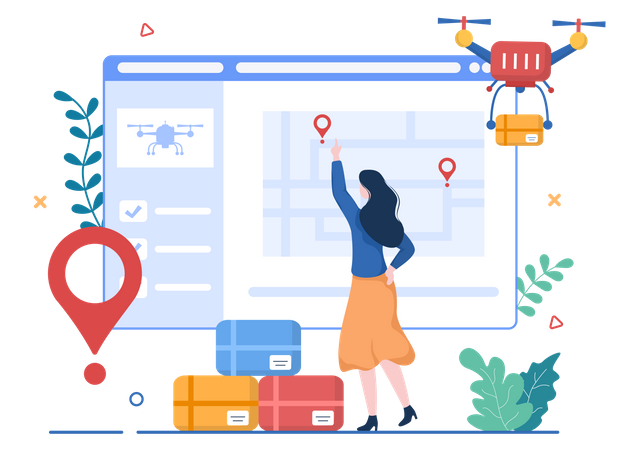 Drone delivery tracking  Illustration