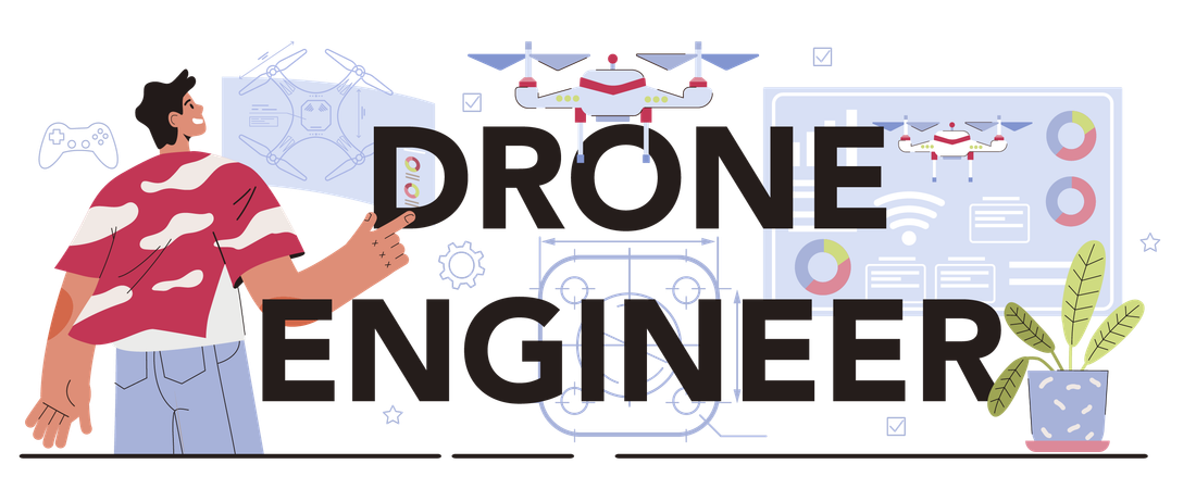 Drone engineer Innovative aerial vehicle engineering  Illustration