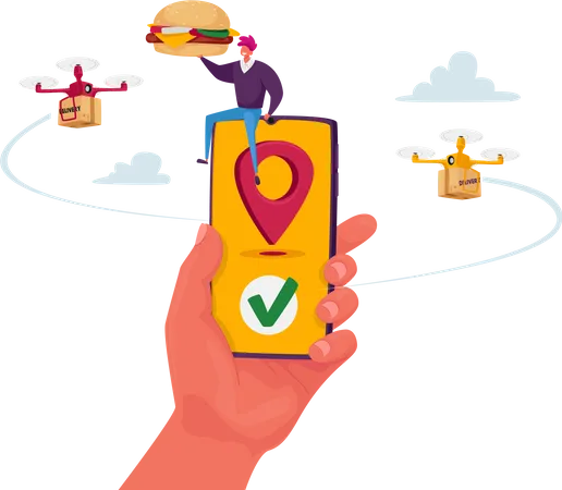 Drone food delivery app  Illustration