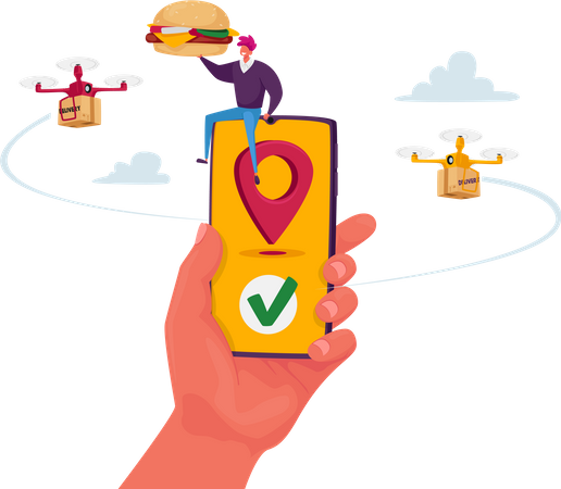 Drone food delivery app  Illustration