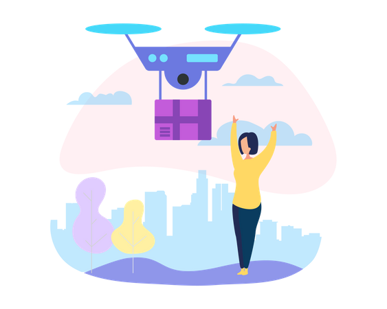 Drone Mail Service  Illustration