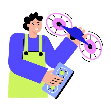 Drone operator using drone  Illustration