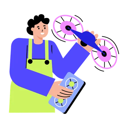 Drone operator using drone  Illustration