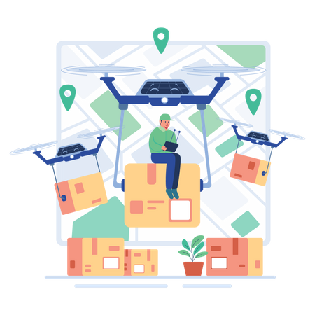 Drone parcel delivery  Illustration