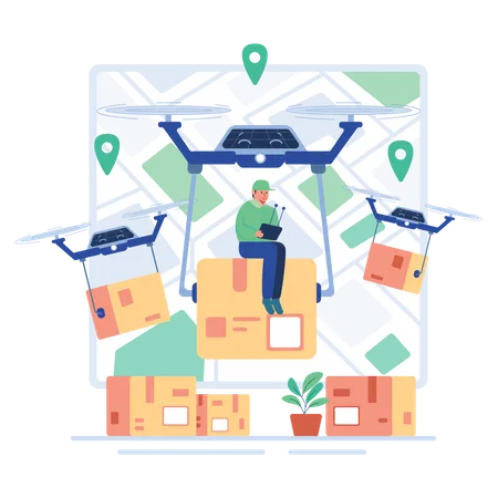 Drone parcel delivery  Illustration