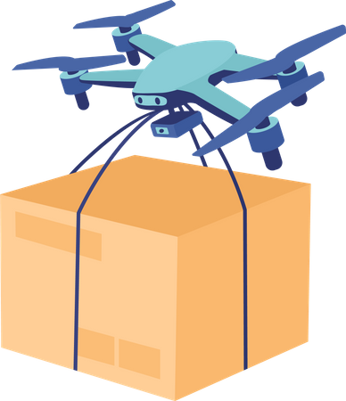 Drone with box delivery  Illustration