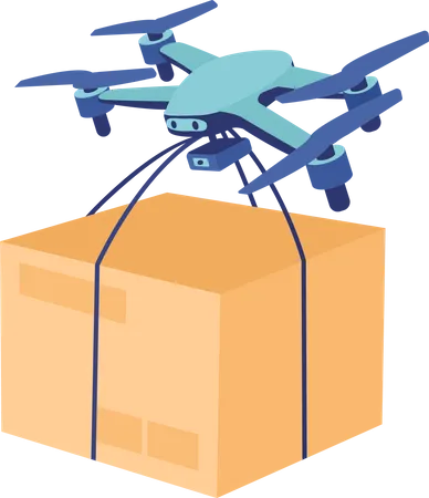 Drone with box delivery  Illustration