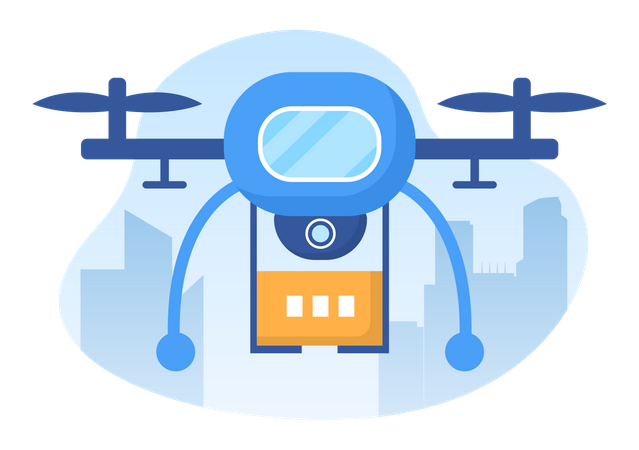 Drone with delivery box  Illustration