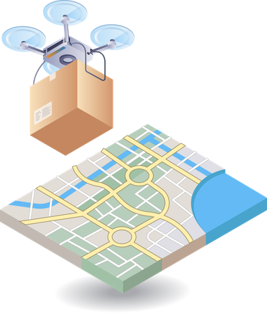Drone with location map  Illustration