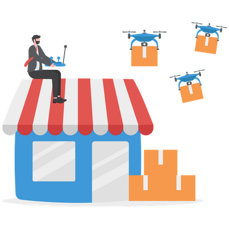 Drop shipping business method through Drone delivery  Illustration