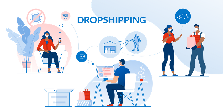 Dropshipping and Contactless Safety Delivery  Illustration