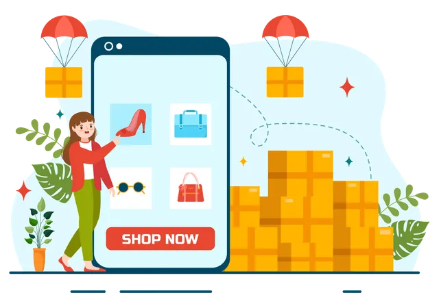 Dropshipping Business Vector Illustration With Businessman Open E Commerce Website Store And Let Supplier Ship Product In Flat Cartoon Background Illustration