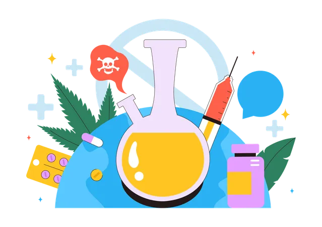 薬物乱用と違法取引  イラスト