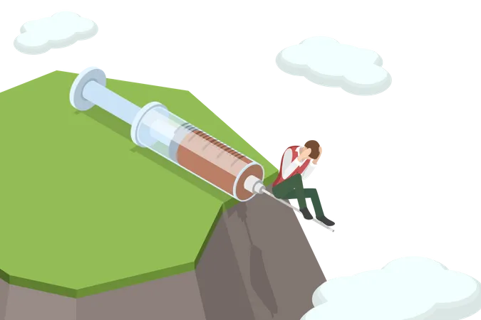 3 D Isometric Flat Vector Conceptual Illustration Of Drug Abuse Substance Use And Addiction イラスト
