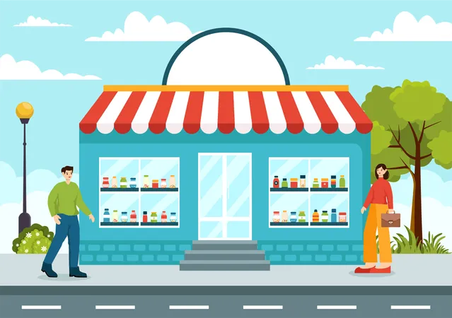 Drug Store entrance  Illustration