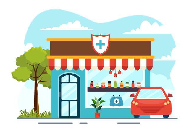 Drug Store on roadside  Illustration