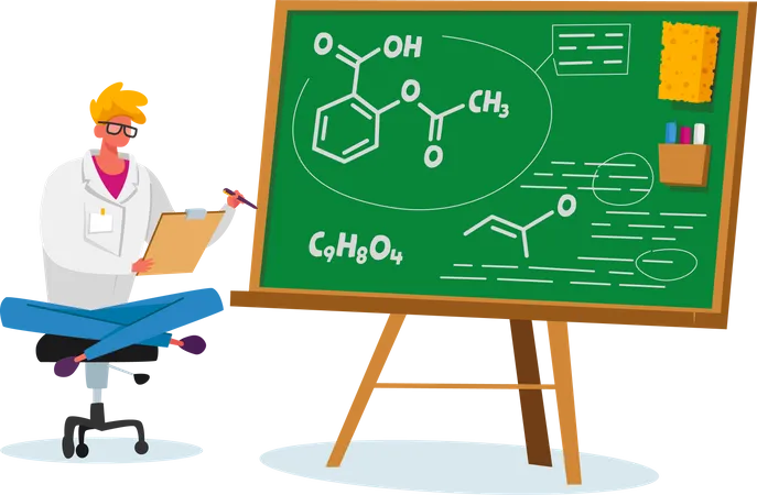 Drugs Production and Medication Chemical Formula  Illustration