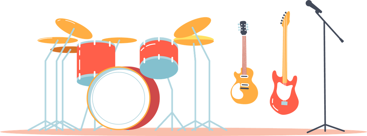 Drum Kit with guitars  Illustration