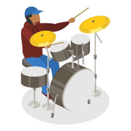 Drum player playing rock music  Illustration