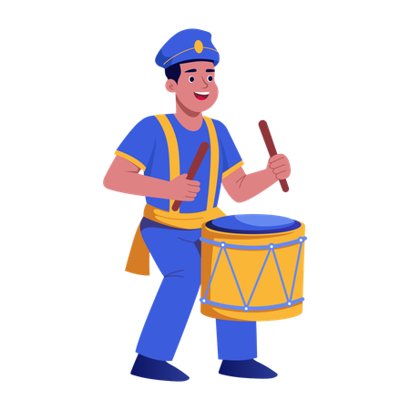 Drummer beating drum  Illustration