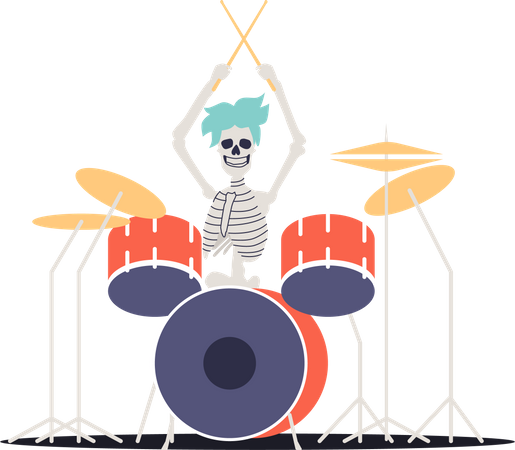 Drummer playing drums  Illustration